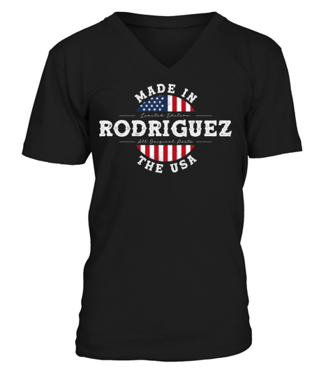 Rodriguez Name Patriotic American Made in The USA V-Neck T-shirt