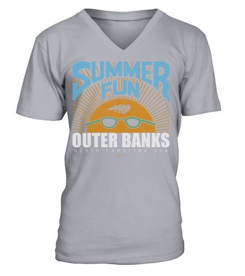 Summer Fun OBX Outer Banks North Carolina Vintage V-Neck T-shirt