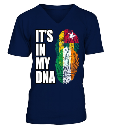 Togolese And Irish Mix Heritage DNA Flag V-Neck T-shirt