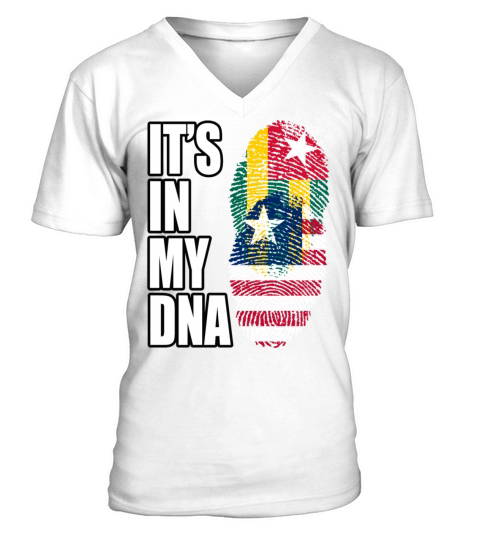 Togolese And Liberian Mix Heritage DNA Flag V-Neck T-shirt