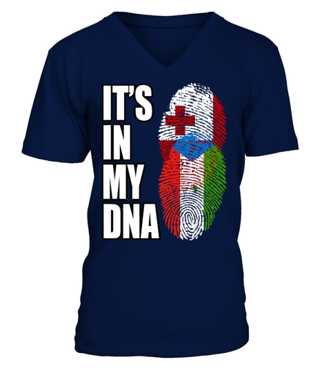 Tongan And Equatorial Guinean Mix Heritage DNA Fla V-Neck T-shirt