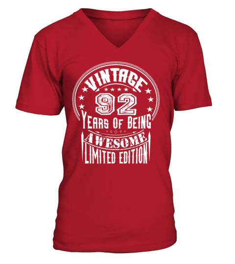 Vintage 92 Years Of Being Awesome Limited Edition V-Neck T-shirt