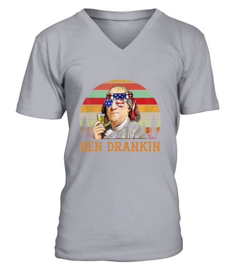 Vintage Ben Drankin Benjamin Franklin Independence Day V-Neck T-shirt
