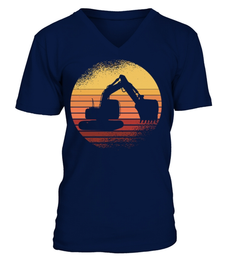 Vintage Retro Excavator V-Neck T-shirt