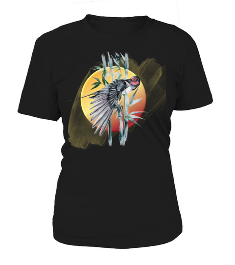 Japanese Bird Bamboo Cherry Blossom Graphic Art Women's T-Shirt