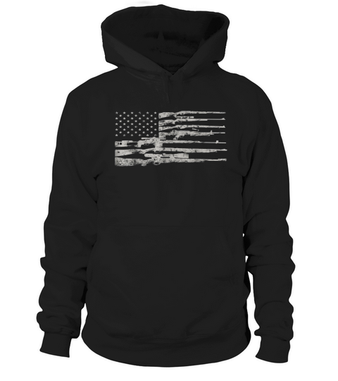 American Flag With Machine Guns Hoodie Unisex