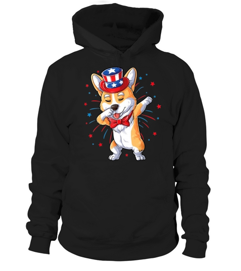 Dabbing Corgi 4th Of July Men Women Usa American Flag Premium Shirt Hoodie Unisex