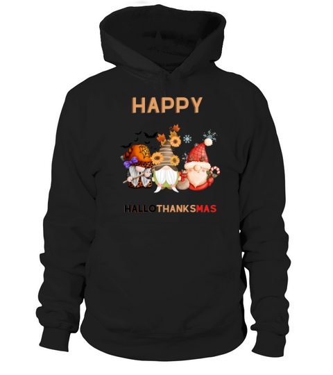 Halloween Thanksgiving Christmas Happy HalloThanks Hoodie Unisex