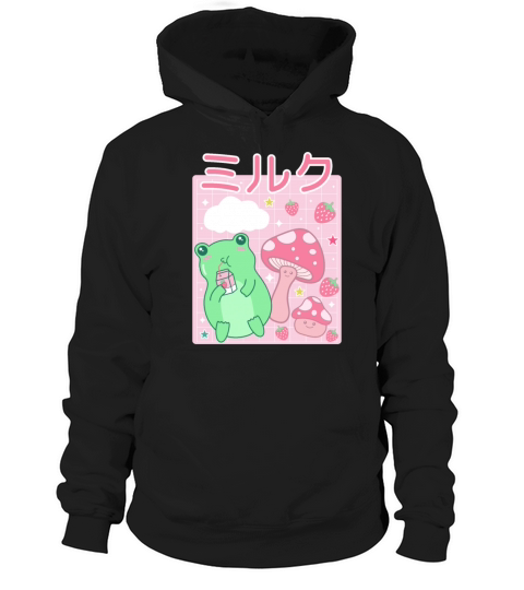 Kawaii Frog Japanese Cottagecore Mushroom Hoodie Unisex