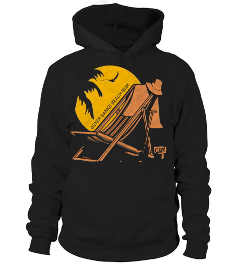 Outer Banks Beach Bum OBX Orange Vintage Hoodie Unisex