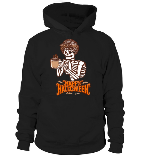 skull women drink coffee happy for day halloween Hoodie Unisex