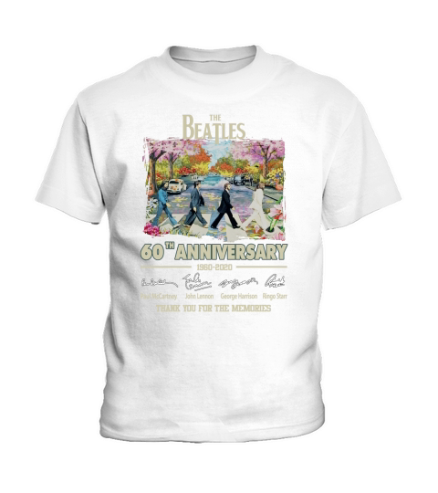 60th Anniversary The Beatles 1960-2020 Thank You For The Memories Signatures shirt - Unisex Long Sleeve Kids T-Shirt