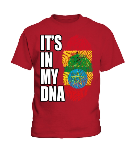 Ghanaian And Ethiopian Mix Heritage DNA Flag Kids T-Shirt
