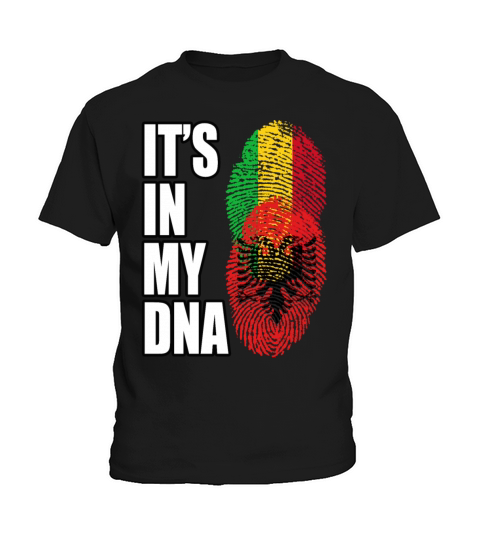 Malian And Albanian Mix Heritage DNA Flag Kids T-Shirt