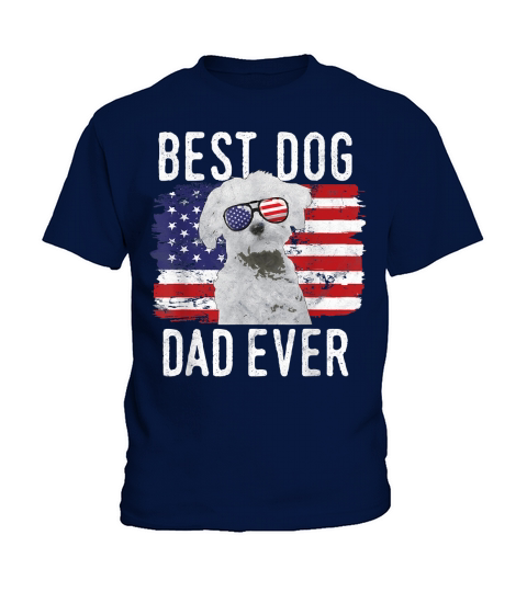 Mens American Flag Best Dog Dad Ever Maltese USA T-Shirt Kids T-Shirt