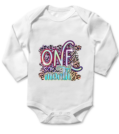1 One Month Funny Baby Birthday Gift Design Long Sleeve Baby One-Piece