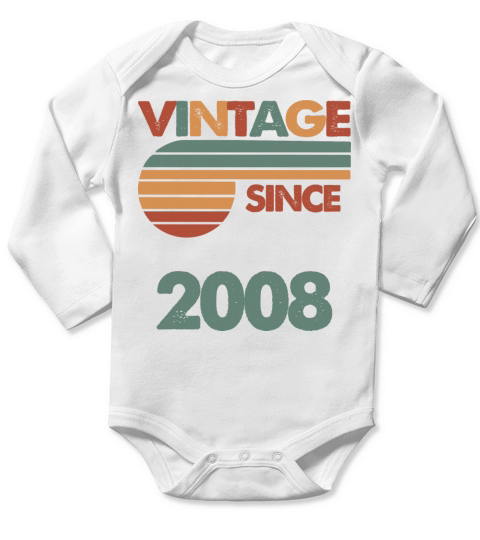 14th Vintage Birthday 2008 Long Sleeve Baby One-Piece