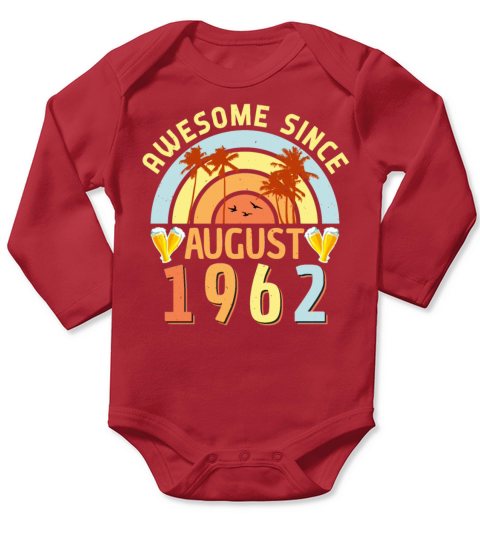 1962 60th Birthday In August Long Sleeve Baby One-Piece