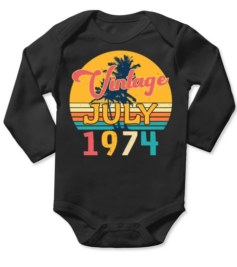 1974 July Vintage With Palm Trees Long Sleeve Baby One-Piece