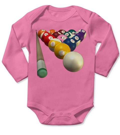 8-BALL POOL TEAM TSHIRTS FOR BAR LEAGUE SHOOTERS Long Sleeve Baby One-Piece