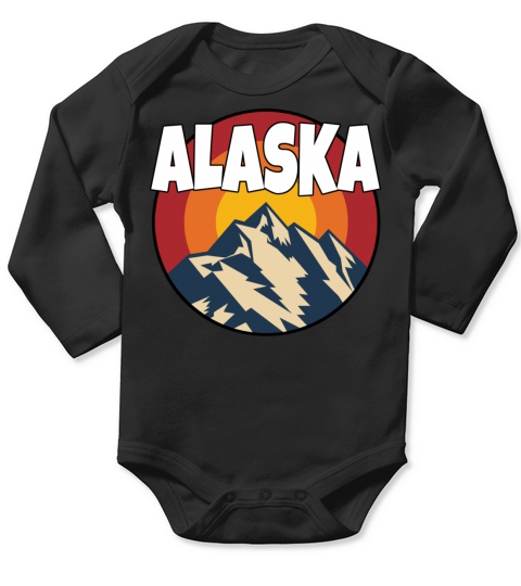 Alaska - Colorful Mountain Range Long Sleeve Baby One-Piece