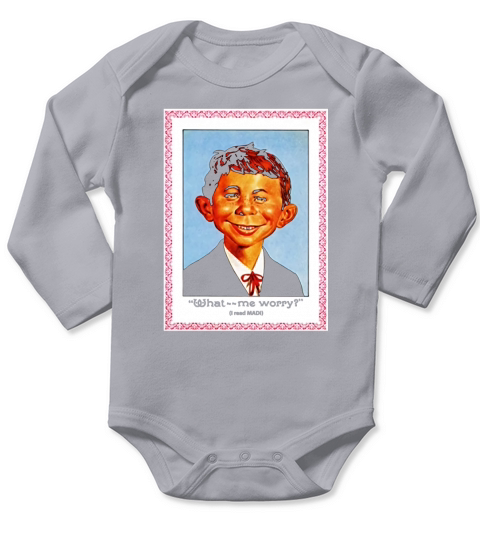 Alfred E Neuman Mad Magazine What Me Worry Portrait Comic Funny Long Sleeve Baby One-Piece
