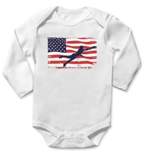 American flag Ultimate Frisbee Long Sleeve Baby One-Piece