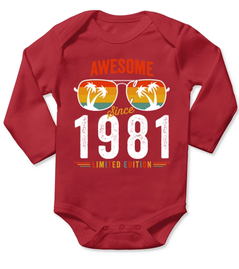 Awesome Since 1981 Birthday Retro Vintage 41 42 Ye Long Sleeve Baby One-Piece