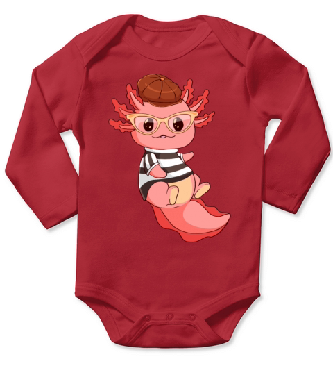 Beatnik Kawaii Axolotl Funny Mexican Salamander Long Sleeve Baby One-Piece