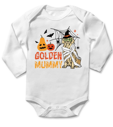 Golden Mummy Retriever Halloween Long Sleeve Baby One-Piece