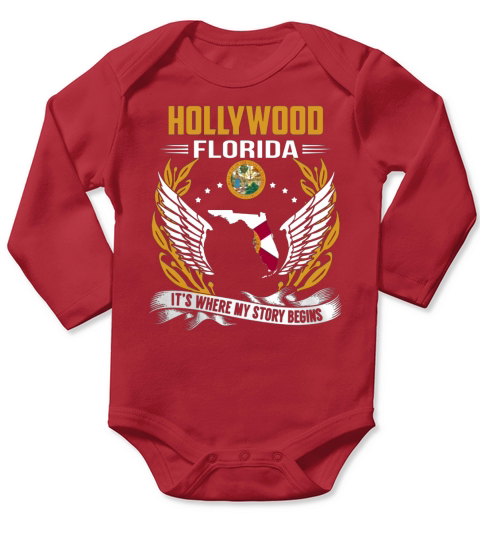 Hollywood, Florida - Its Where My Story Begins Long Sleeve Baby One-Piece