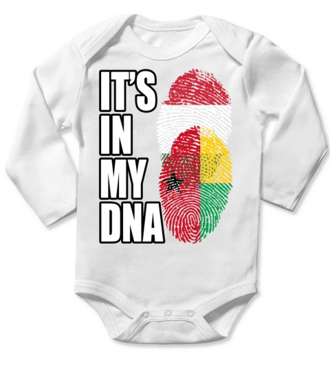 Hungarian And Bissau Guinean Mix Heritage DNA Flag Long Sleeve Baby One-Piece