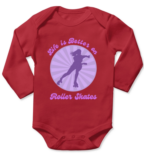 Life is Better on Roller Skates Purple Sunset Long Sleeve Baby One-Piece