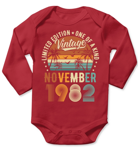 Limited Edition November 1982 Birthday Present Long Sleeve Baby One-Piece