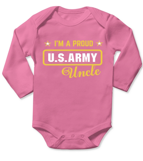 M A Proud Army Uncle Frontside Long Sleeve Baby One-Piece