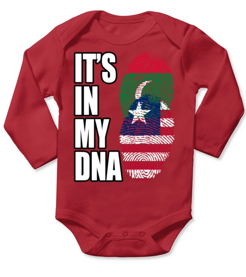 Maldivian And Liberian Mix Heritage DNA Flag Long Sleeve Baby One-Piece