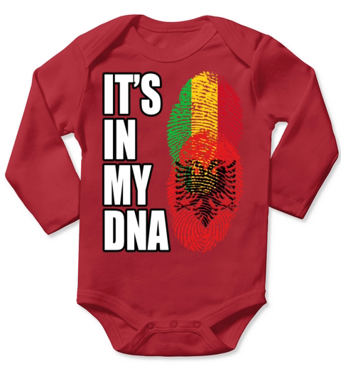 Malian And Albanian Mix Heritage DNA Flag Long Sleeve Baby One-Piece