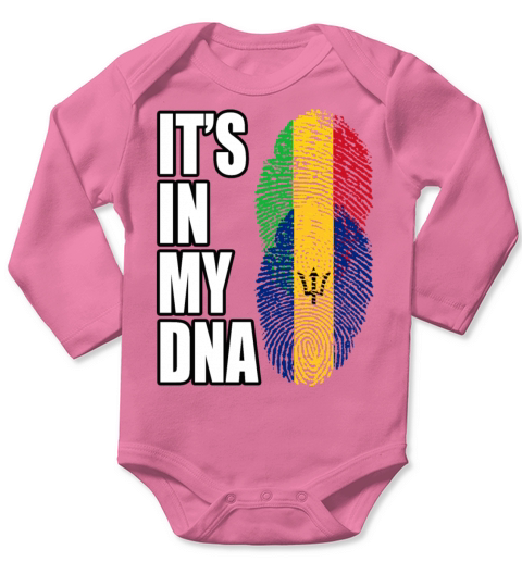 Malian And Barbadian Mix Heritage DNA Flag Long Sleeve Baby One-Piece