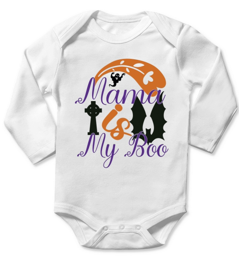 Mama Is My Boo Shirt Halloween Shirt Long Sleeve Baby One-Piece