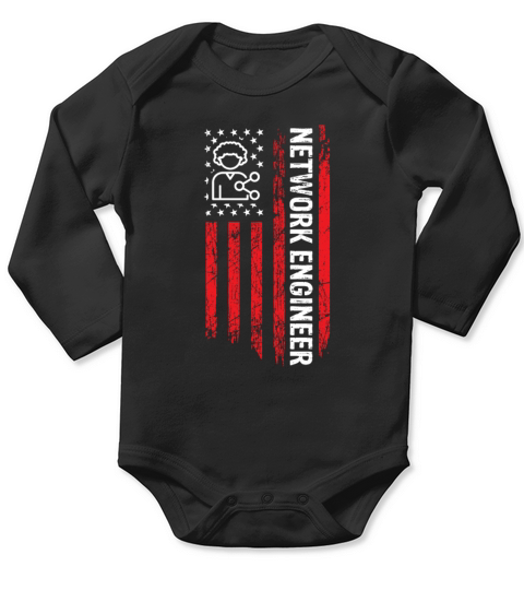 Network Engineer Patriotic USA Flag Network Long Sleeve Baby One-Piece