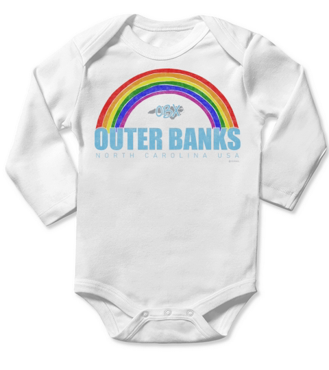 Rainbow Outer Banks OBX North Carolina USA Vintage Long Sleeve Baby One-Piece