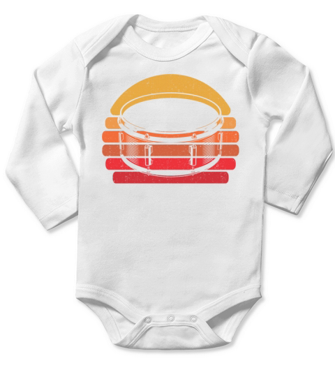Retro Marching Band Drumming Snare Drum Long Sleeve Baby One-Piece