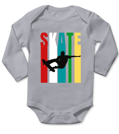Skateboarder Retro Vintage Design Skateboarding Long Sleeve Baby One-Piece
