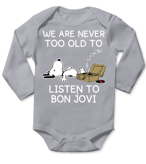 Snoopy We are never too old to listen to Bon Jovi Long Sleeve Baby One-Piece