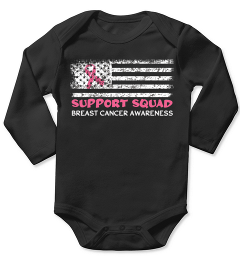 Support Flag Pink October Breast Cancer Awareness Long Sleeve Baby One-Piece