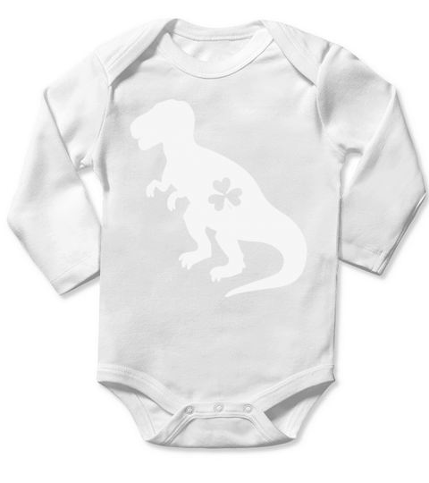 T-Rex Dinosaur Clover ST. Patrick_s Day-01 LIMTED EDITION Long Sleeve Baby One-Piece