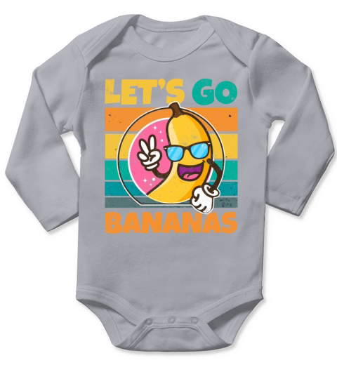 Vintage Lets Bananas Funny Peace Banana Long Sleeve Baby One-Piece