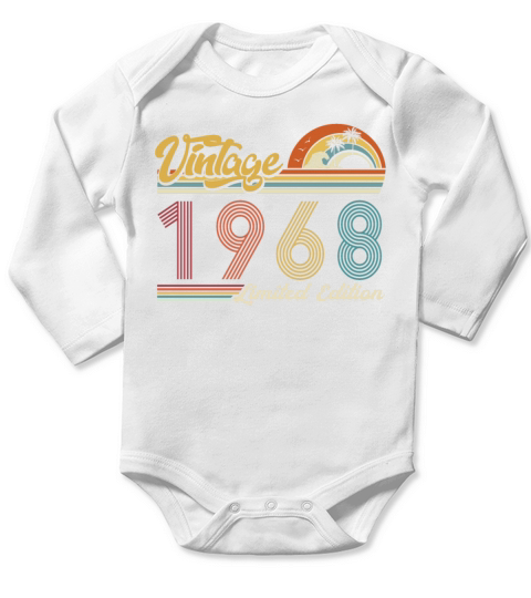 Vintage "Limited Edition" Vintage 1968 Birthday Long Sleeve Baby One-Piece