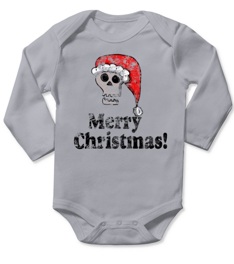 Vintage Merry Christmas Santa skull 3 Long Sleeve Baby One-Piece