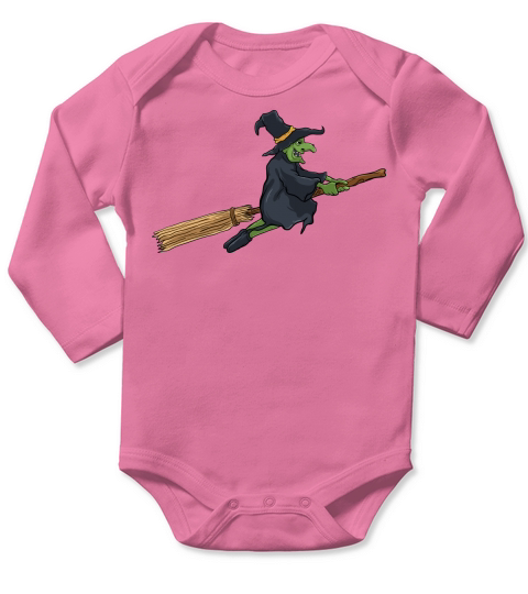 Witch Halloween Spooky Illustration Long Sleeve Baby One-Piece